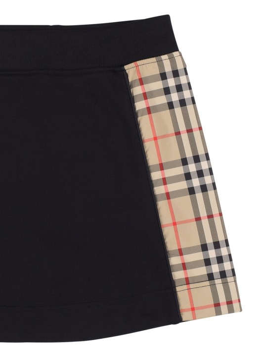 Burberry: Jupe en coton avec bandes à carreaux - Noir - kids-girls_1 | Luisa Via Roma