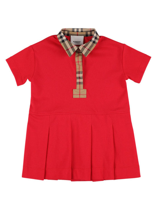 Burberry: Jersey shirt dress w/ Check inserts - Red - kids-girls_0 | Luisa Via Roma