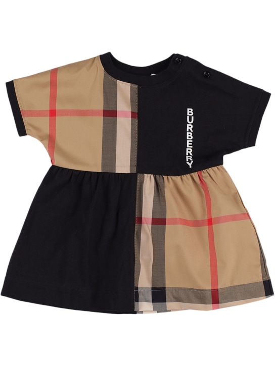 Burberry: Dress & diaper cover w/ Check inserts - Beige/Black - kids-girls_1 | Luisa Via Roma