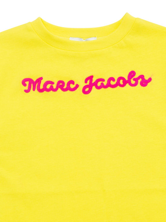 Marc Jacobs: Vestito in cotone con logo e tasche - Giallo - kids-girls_1 | Luisa Via Roma