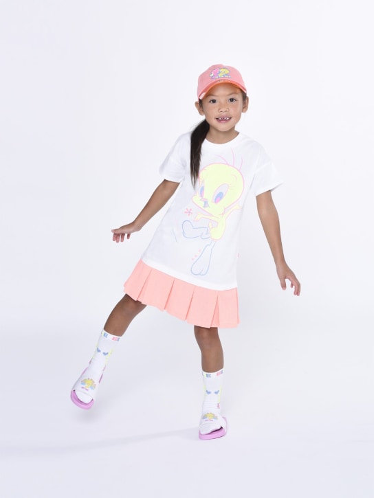 Billieblush: コットンジャージーワンピース - ホワイト/ピンク - kids-girls_1 | Luisa Via Roma