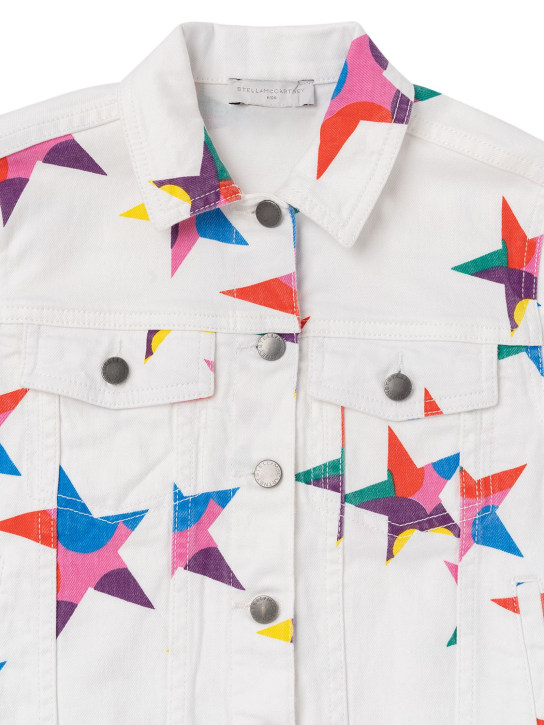 Stella McCartney Kids: Giacca in denim organico stampato - Bianco/Multi - kids-girls_1 | Luisa Via Roma