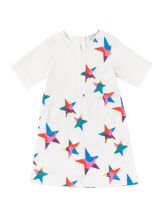 Stella McCartney Kids: KLEID AUS BIO-DENIM MIT STERNDRUCK - Weiß/Multi - kids-girls_0 | Luisa Via Roma