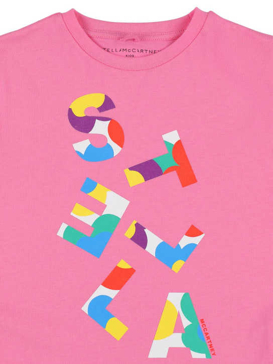Stella McCartney Kids: T-shirt en coton biologique à logo caoutchouté - Rose - kids-girls_1 | Luisa Via Roma