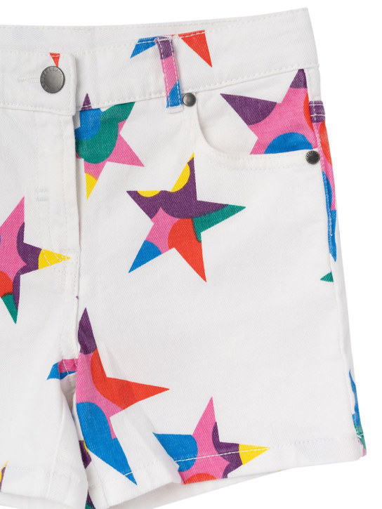 Stella McCartney Kids: Shorts de denim de algodón orgánico estampados - Blanco/Multi - kids-girls_1 | Luisa Via Roma