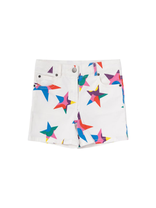 Stella McCartney Kids: Shorts de denim de algodón orgánico estampados - Blanco/Multi - kids-girls_0 | Luisa Via Roma