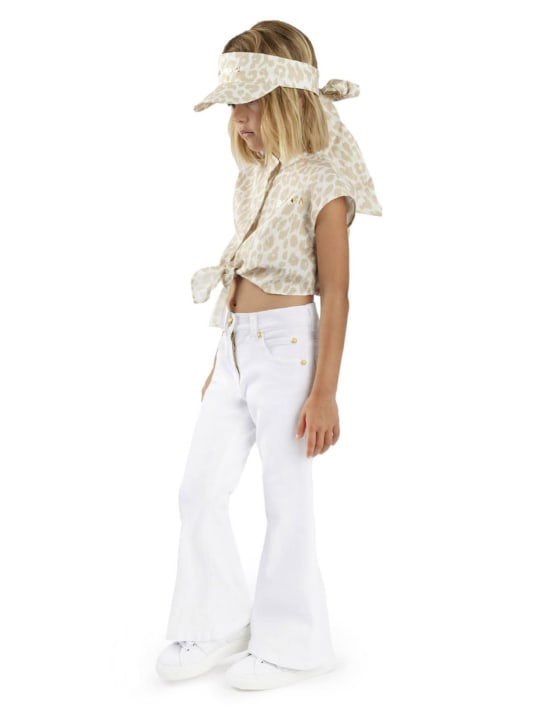 Balmain: JEANS AUS BAUMWOLLMISCHDENIM - Weiß - kids-girls_1 | Luisa Via Roma