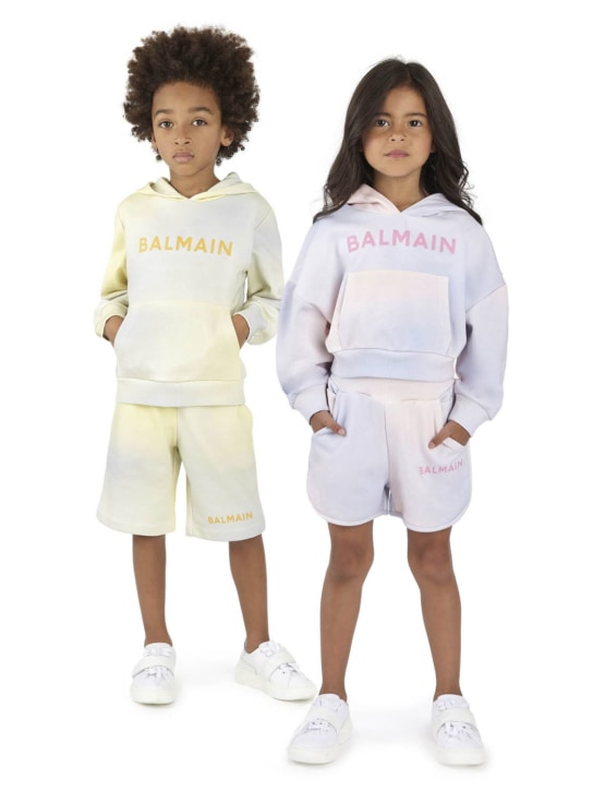 Balmain: タイダイオーガニックコットンスウェットショートパンツ - マルチカラー - kids-girls_1 | Luisa Via Roma