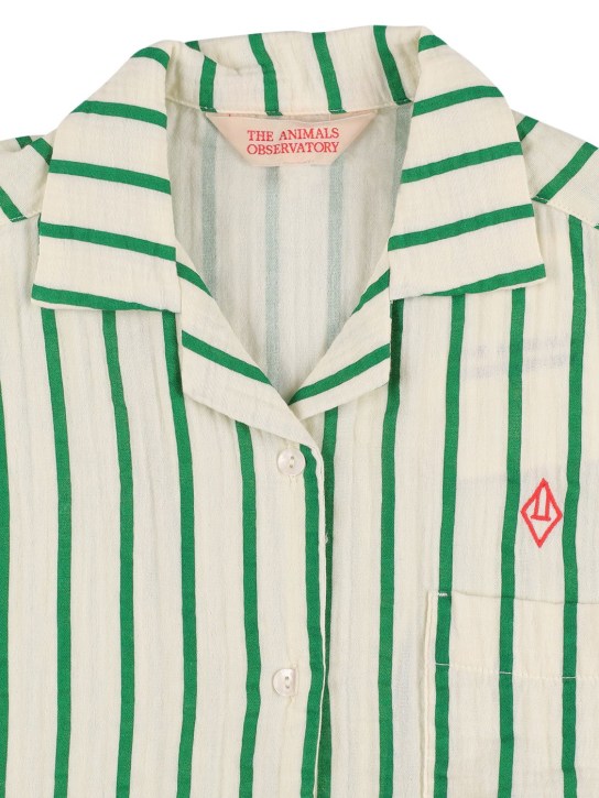 The Animals Observatory: Camisa de algodón a rayas - Blanco/Verde - kids-girls_1 | Luisa Via Roma