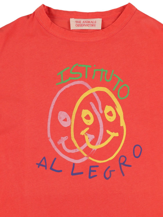 The Animals Observatory: 프린트 코튼 오버사이즈 티셔츠 - 레드 - kids-boys_1 | Luisa Via Roma