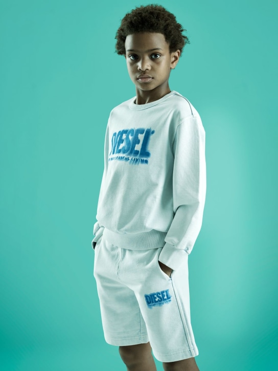 Diesel Kids: コットンジャージースウェットシャツ - オフホワイト/ブルー - kids-boys_1 | Luisa Via Roma