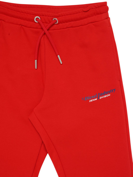 Diesel Kids: Logo print cotton sweatpants - Red - kids-boys_1 | Luisa Via Roma