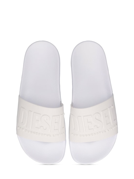 Diesel Kids: Logo rubber slide sandals - White - kids-girls_1 | Luisa Via Roma