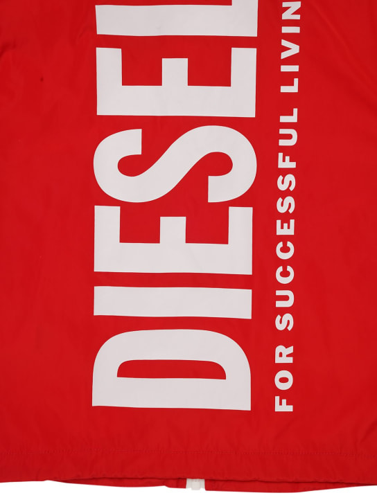 Diesel Kids: Coupe-vent en nylon imprimé logo - Rouge - kids-boys_1 | Luisa Via Roma
