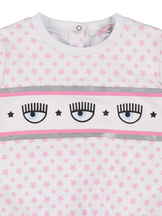 Chiara Ferragni: Suéter de mezcla de algodón estampado - Blanco/Rosa - kids-girls_1 | Luisa Via Roma