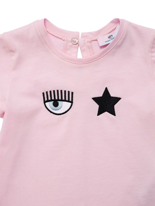 Chiara Ferragni: Logo刺绣棉质平纹针织T恤 - 粉色 - kids-girls_1 | Luisa Via Roma