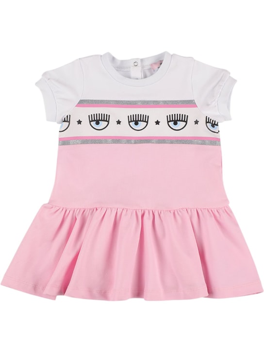 Chiara Ferragni: KLEID AUS BAUMWOLLMISCHFLEECE MIT LOGO - Weiß/Rosa - kids-girls_0 | Luisa Via Roma