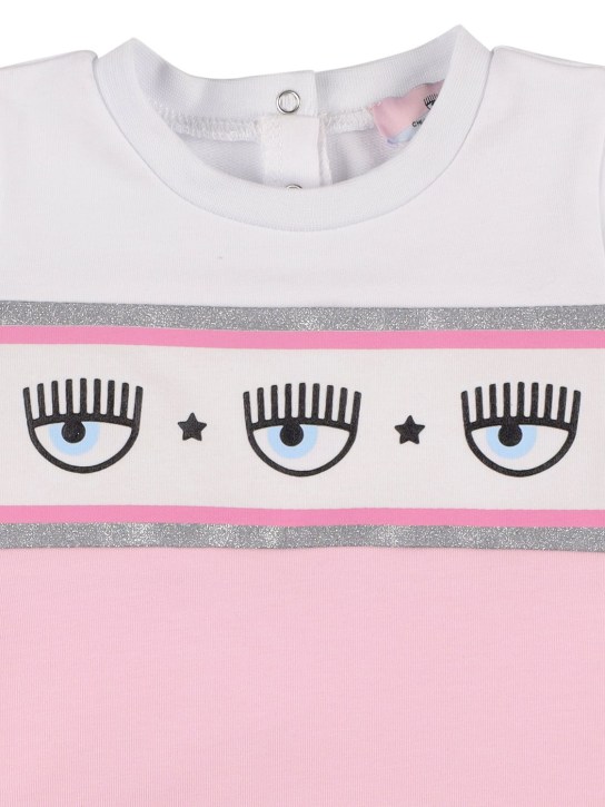 Chiara Ferragni: KLEID AUS BAUMWOLLMISCHFLEECE MIT LOGO - Weiß/Rosa - kids-girls_1 | Luisa Via Roma