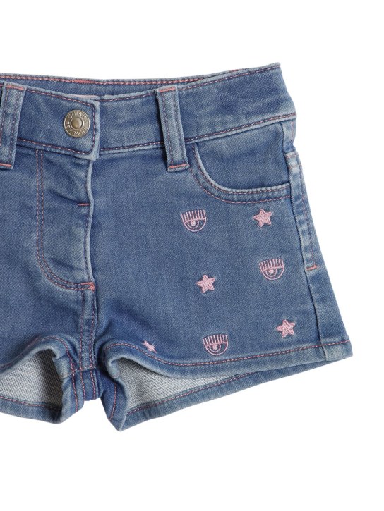 Chiara Ferragni: Shorts effetto denim con ricamo - Denim - kids-girls_1 | Luisa Via Roma