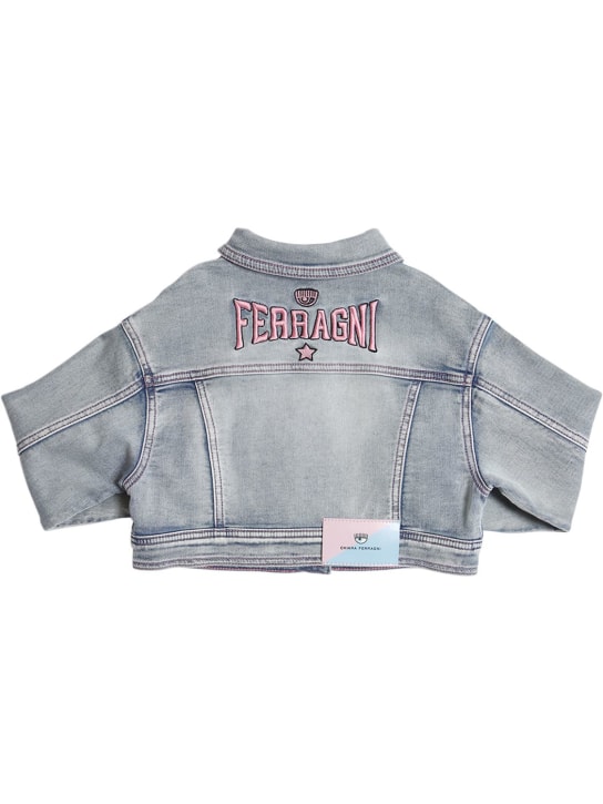 Chiara Ferragni: BESTICKTE JACKE MIT BAUMWOLLDENIM-EFFEKT - Denim - kids-girls_0 | Luisa Via Roma