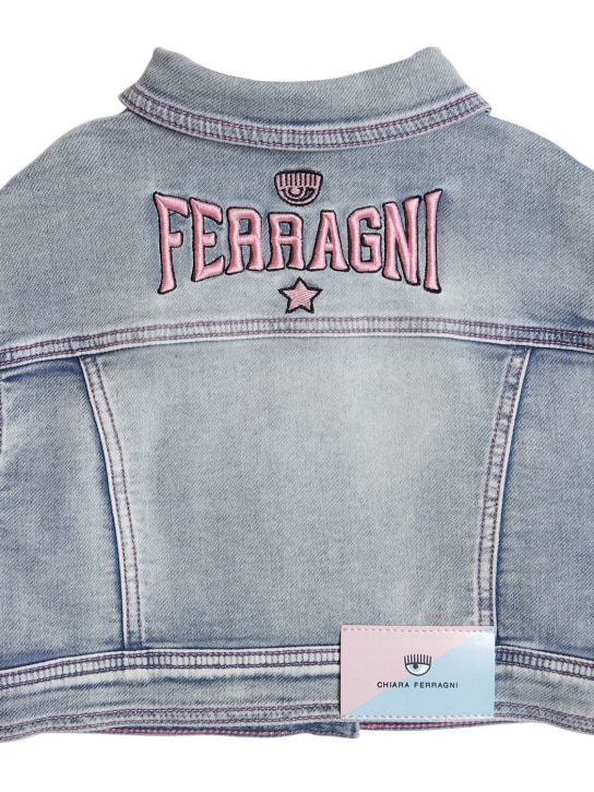 Chiara Ferragni: BESTICKTE JACKE MIT BAUMWOLLDENIM-EFFEKT - Denim - kids-girls_1 | Luisa Via Roma