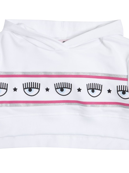 Chiara Ferragni: Logo print cotton cropped sweatshirt - White - kids-girls_1 | Luisa Via Roma