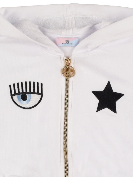 Chiara Ferragni: Eye & star cotton sweatshirt hoodie - White - kids-girls_1 | Luisa Via Roma