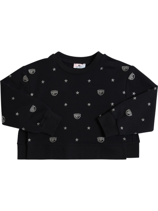 Chiara Ferragni: SWEATSHIRT AUS BAUMWOLLE MIT LOGO - Schwarz - kids-girls_0 | Luisa Via Roma