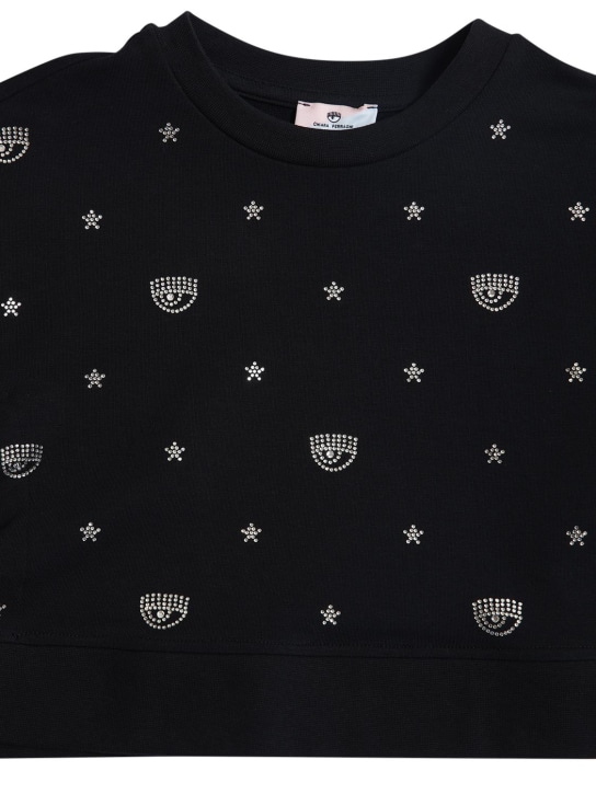 Chiara Ferragni: SWEATSHIRT AUS BAUMWOLLE MIT LOGO - Schwarz - kids-girls_1 | Luisa Via Roma