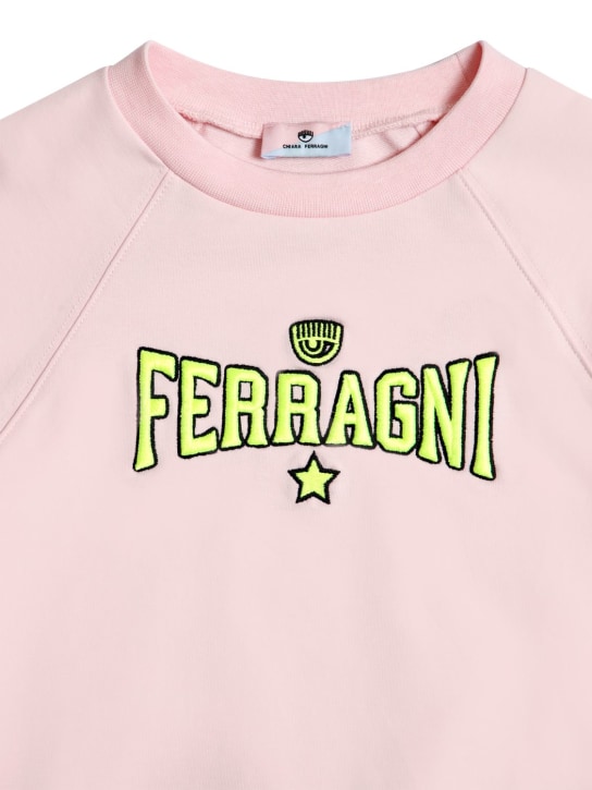 Chiara Ferragni: Sudadera de algodón con logo bordado - Rosa - kids-girls_1 | Luisa Via Roma