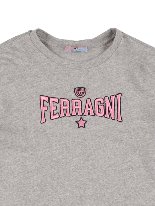 Chiara Ferragni: T-SHIRT AUS BAUMWOLLJERSEY MIT GESTICKTEM LOGO - Grau - kids-girls_1 | Luisa Via Roma