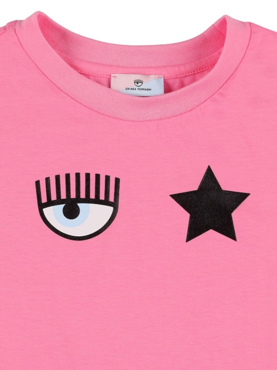 Chiara Ferragni: Eye & Star コットンジャージーTシャツ - ダークピンク - kids-girls_1 | Luisa Via Roma