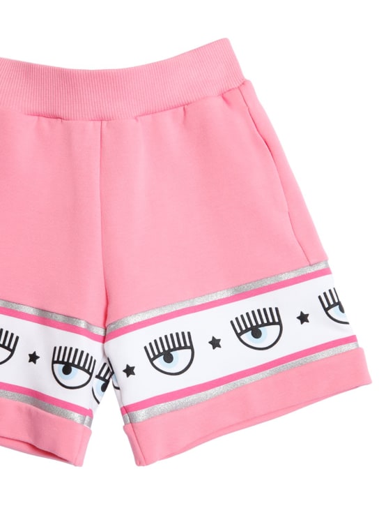 Chiara Ferragni: Shorts in felpa di cotone con logo - Rosa Scuro - kids-girls_1 | Luisa Via Roma
