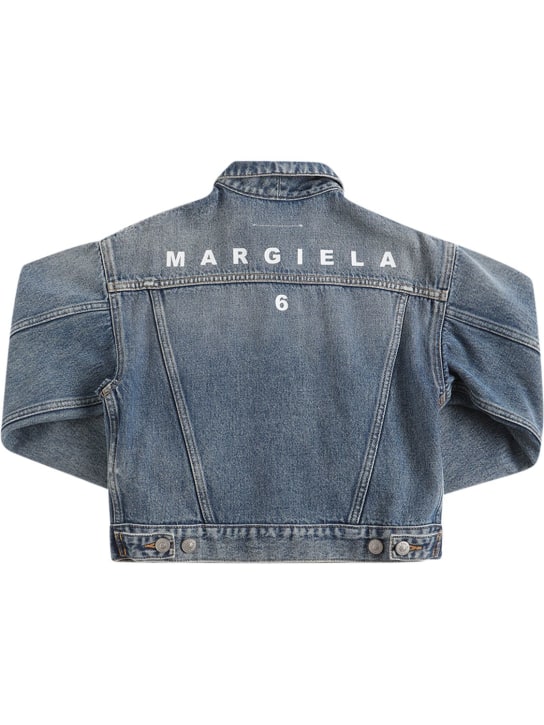 MM6 Maison Margiela: Baskılı logo kot ceket - kids-girls_0 | Luisa Via Roma