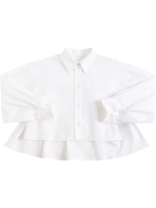 MM6 Maison Margiela: Camisa de popelina de algodón - Blanco - kids-girls_0 | Luisa Via Roma
