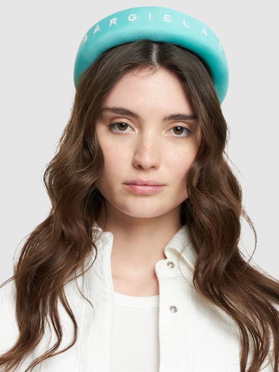 MM6 Maison Margiela: Cerchietto con ricamo logo - Verde Chiaro - kids-girls_1 | Luisa Via Roma