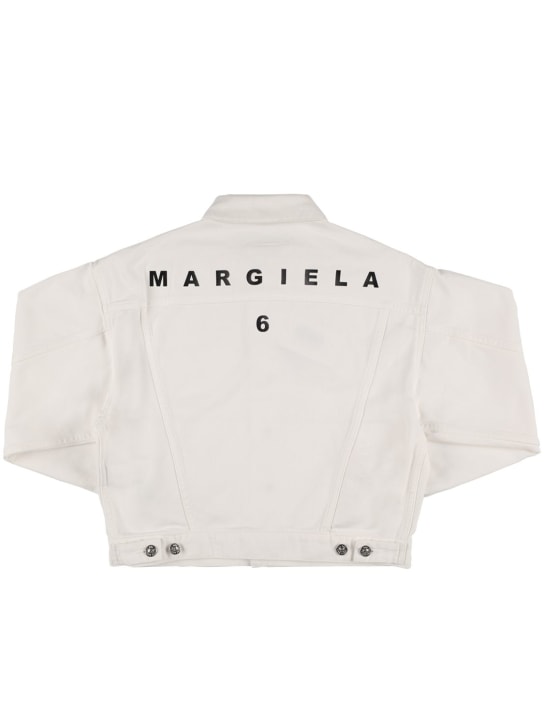 MM6 Maison Margiela: Cotton denim jacket - Beyaz - kids-girls_0 | Luisa Via Roma