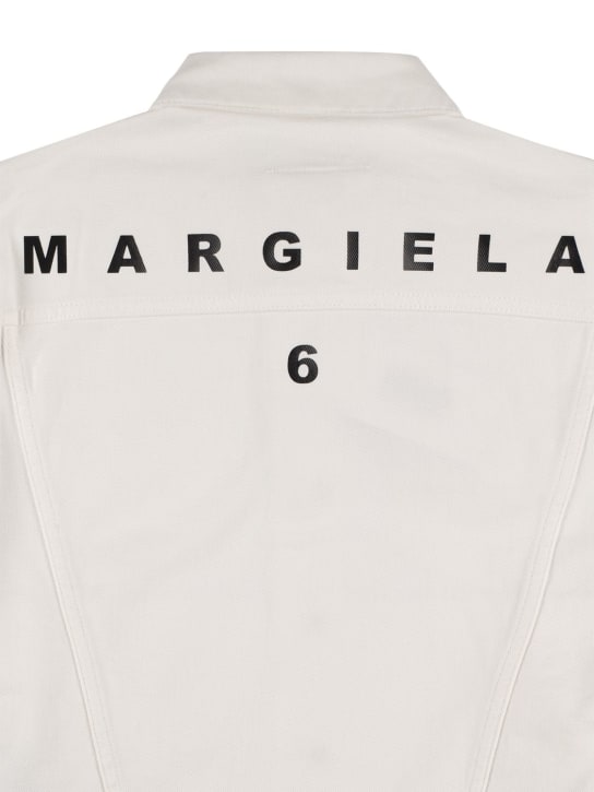 MM6 Maison Margiela: Cotton denim jacket - White - kids-girls_1 | Luisa Via Roma