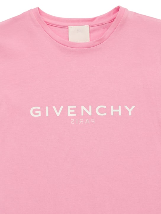 Givenchy: T-shirt en jersey de coton imprimé logo - kids-girls_1 | Luisa Via Roma