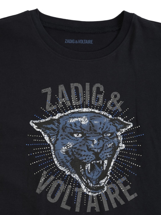 Zadig&Voltaire: BEDRUCKTES T-SHIRT AUS BIO-BAUMWOLLJERSEY - Dunkelblau - kids-boys_1 | Luisa Via Roma