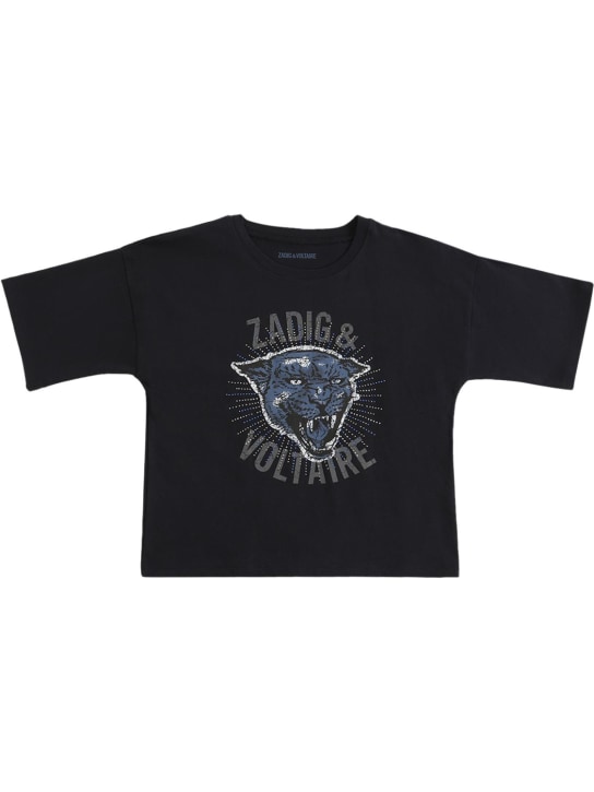 Zadig&Voltaire: BEDRUCKTES T-SHIRT AUS BIO-BAUMWOLLJERSEY - Dunkelblau - kids-boys_0 | Luisa Via Roma