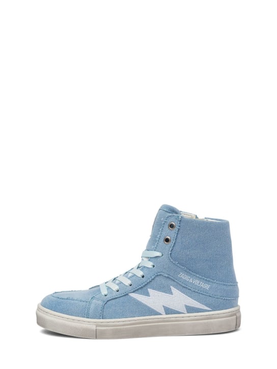 Zadig&Voltaire: Sneaker aus Baumwolldenim mit Reißverschluss - Denim - kids-girls_0 | Luisa Via Roma
