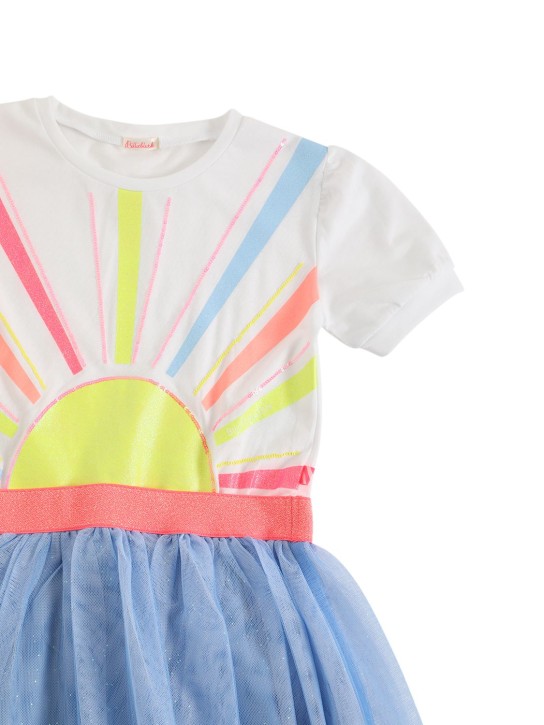 Billieblush: コットンジャージー＆チュールワンピース - ホワイト/ライトブルー - kids-girls_1 | Luisa Via Roma