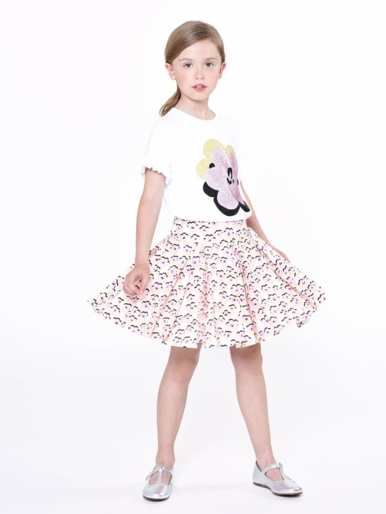 Lanvin: Camiseta de jersey de algodón con decoraciones - Blanco - kids-girls_1 | Luisa Via Roma