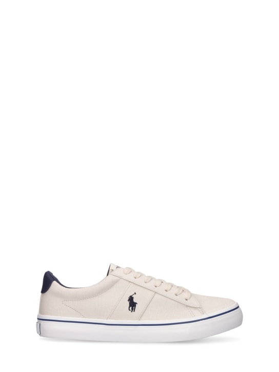 Polo Ralph Lauren: Logo recycled cotton lace-up sneakers - Bej - kids-boys_0 | Luisa Via Roma