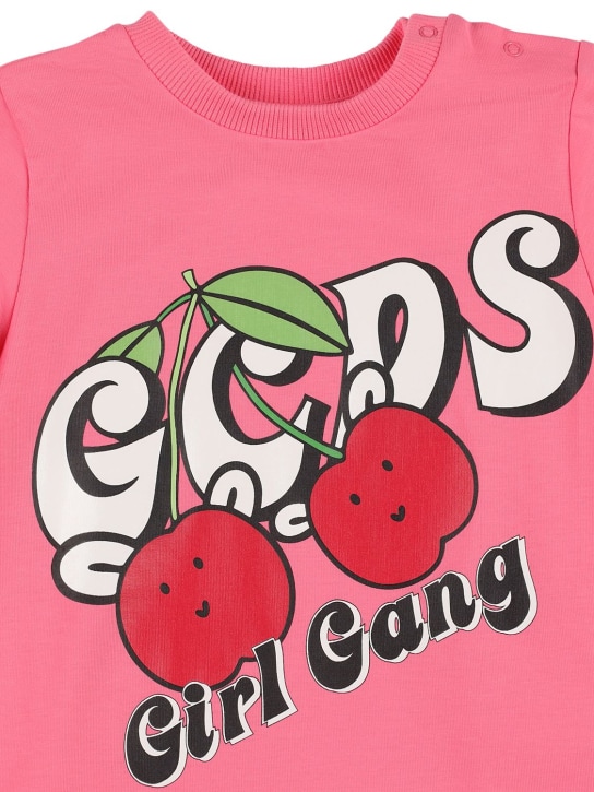 GCDS: T-shirt e leggings in jersey di cotone - Fucsia/Verde - kids-girls_1 | Luisa Via Roma