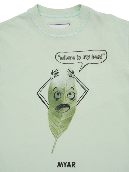 Myar: Camiseta de jersey de algodón reciclado - Verde Claro - kids-girls_1 | Luisa Via Roma