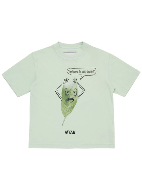 Myar: Camiseta de jersey de algodón reciclado - Verde Claro - kids-girls_0 | Luisa Via Roma