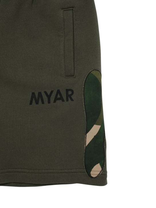 Myar: Recycling cotton sweat shorts - Dark Green - kids-boys_1 | Luisa Via Roma