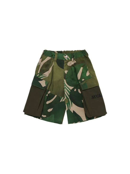 Myar: 棉质华达呢工装短裤 - 深绿色 - kids-girls_0 | Luisa Via Roma